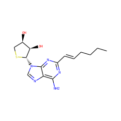 CCCC/C=C/c1nc(N)c2ncn([C@@H]3SC[C@@H](O)[C@H]3O)c2n1 ZINC000066123297