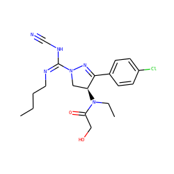 CCCC/N=C(/NC#N)N1C[C@H](N(CC)C(=O)CO)C(c2ccc(Cl)cc2)=N1 ZINC000653885939