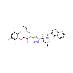 CCCC[C@@H](C(=O)COc1c(F)c(F)cc(F)c1F)n1cc([C@](C)(CC(C)C)NCc2ccc3ncccc3c2)nn1 ZINC000049757391