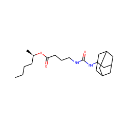 CCCC[C@@H](C)OC(=O)CCCNC(=O)NC12CC3CC(CC(C3)C1)C2 ZINC000059895673