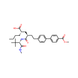 CCCC[C@@H](C[C@@H](CCc1ccc(-c2ccc(C(=O)OC)cc2)cc1)C(=O)N[C@H](C(=O)NC)C(C)(C)C)C(=O)O ZINC000025991309