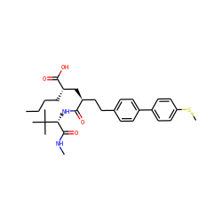 CCCC[C@@H](C[C@@H](CCc1ccc(-c2ccc(SC)cc2)cc1)C(=O)N[C@H](C(=O)NC)C(C)(C)C)C(=O)O ZINC000025987309