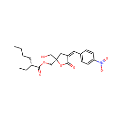 CCCC[C@@H](CC)C(=O)OC[C@]1(CO)C/C(=C/c2ccc([N+](=O)[O-])cc2)C(=O)O1 ZINC000045495723