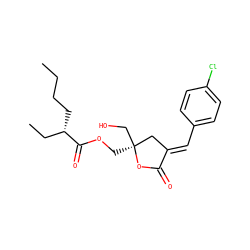 CCCC[C@@H](CC)C(=O)OC[C@]1(CO)C/C(=C\c2ccc(Cl)cc2)C(=O)O1 ZINC000044418176