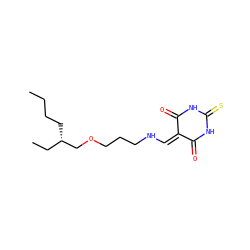 CCCC[C@@H](CC)COCCCNC=C1C(=O)NC(=S)NC1=O ZINC000100374192