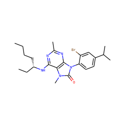 CCCC[C@@H](CC)Nc1nc(C)nc2c1n(C)c(=O)n2-c1ccc(C(C)C)cc1Br ZINC000028106764