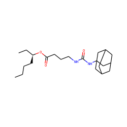 CCCC[C@@H](CC)OC(=O)CCCNC(=O)NC12CC3CC(CC(C3)C1)C2 ZINC000035907159