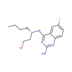 CCCC[C@@H](CCO)Nc1nc(N)nc2ccc(F)cc12 ZINC000205021167