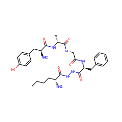CCCC[C@@H](N)C(=O)NNC(=O)[C@H](Cc1ccccc1)NC(=O)CNC(=O)[C@@H](C)NC(=O)[C@@H](N)Cc1ccc(O)cc1 ZINC000026662347
