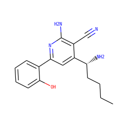 CCCC[C@@H](N)c1cc(-c2ccccc2O)nc(N)c1C#N ZINC000028347196