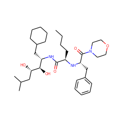 CCCC[C@@H](N[C@@H](Cc1ccccc1)C(=O)N1CCOCC1)C(=O)N[C@@H](CC1CCCCC1)[C@@H](O)[C@@H](O)CC(C)C ZINC000029416938