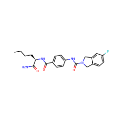 CCCC[C@@H](NC(=O)c1ccc(NC(=O)N2Cc3ccc(F)cc3C2)cc1)C(N)=O ZINC000166498223