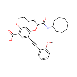 CCCC[C@@H](Oc1cc(O)c(C(=O)O)cc1C#Cc1ccccc1OC)C(=O)NC1CCCCCCC1 ZINC000299859442