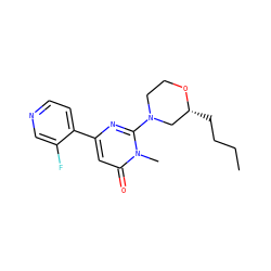 CCCC[C@@H]1CN(c2nc(-c3ccncc3F)cc(=O)n2C)CCO1 ZINC000147344134