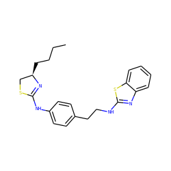 CCCC[C@@H]1CSC(Nc2ccc(CCNc3nc4ccccc4s3)cc2)=N1 ZINC000049033333