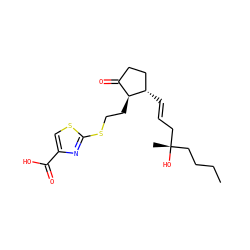CCCC[C@](C)(O)C/C=C/[C@H]1CCC(=O)[C@@H]1CCSc1nc(C(=O)O)cs1 ZINC000116564005