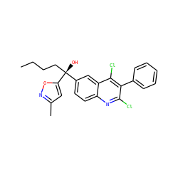 CCCC[C@](O)(c1ccc2nc(Cl)c(-c3ccccc3)c(Cl)c2c1)c1cc(C)no1 ZINC001772640694