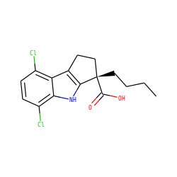 CCCC[C@]1(C(=O)O)CCc2c1[nH]c1c(Cl)ccc(Cl)c21 ZINC000036350380