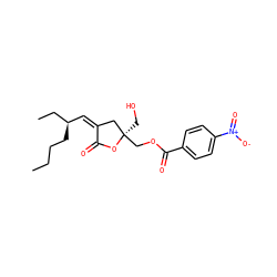 CCCC[C@H](/C=C1/C[C@@](CO)(COC(=O)c2ccc([N+](=O)[O-])cc2)OC1=O)CC ZINC000040915305