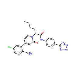 CCCC[C@H](C(=O)Nc1ccc(-c2nn[nH]n2)cc1)n1ccc(-c2cc(Cl)ccc2C#N)cc1=O ZINC001772610164