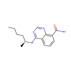CCCC[C@H](C)Nc1ncnc2c(C(N)=O)cccc12 ZINC000167020753