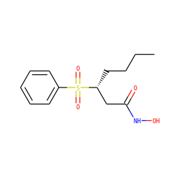 CCCC[C@H](CC(=O)NO)S(=O)(=O)c1ccccc1 ZINC000013546036