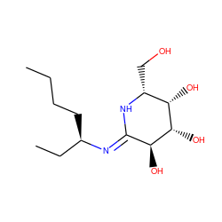 CCCC[C@H](CC)/N=C1\N[C@H](CO)[C@H](O)[C@H](O)[C@H]1O ZINC000299823750