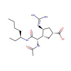 CCCC[C@H](CC)NC(=O)[C@@H](NC(C)=O)[C@H]1C[C@@H](C(=O)O)C[C@@H]1N=C(N)N ZINC000013560205