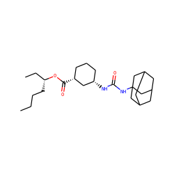 CCCC[C@H](CC)OC(=O)[C@@H]1CCC[C@H](NC(=O)NC23CC4CC(CC(C4)C2)C3)C1 ZINC000059894603