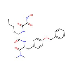 CCCC[C@H](NC(=O)C(=O)NO)C(=O)N[C@H](Cc1ccc(OCc2ccccc2)cc1)C(=O)N(C)C ZINC000013439885