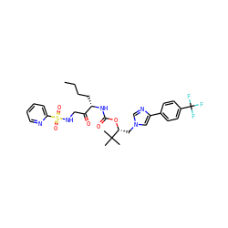 CCCC[C@H](NC(=O)O[C@H](Cn1cnc(-c2ccc(C(F)(F)F)cc2)c1)C(C)(C)C)C(=O)CNS(=O)(=O)c1ccccn1 ZINC000003952058