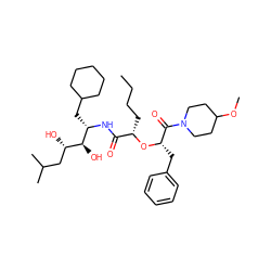 CCCC[C@H](O[C@@H](Cc1ccccc1)C(=O)N1CCC(OC)CC1)C(=O)N[C@@H](CC1CCCCC1)[C@@H](O)[C@@H](O)CC(C)C ZINC000029417151