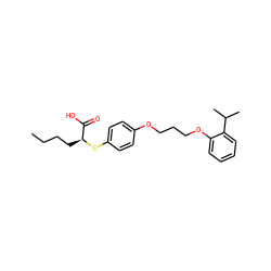 CCCC[C@H](Sc1ccc(OCCCOc2ccccc2C(C)C)cc1)C(=O)O ZINC000043014783