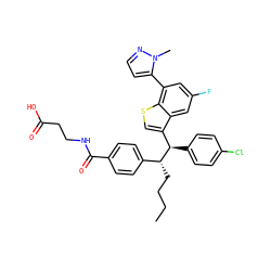 CCCC[C@H](c1ccc(C(=O)NCCC(=O)O)cc1)[C@H](c1ccc(Cl)cc1)c1csc2c(-c3ccnn3C)cc(F)cc12 ZINC000115953399