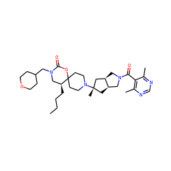 CCCC[C@H]1CN(CC2CCOCC2)C(=O)OC12CCN([C@@]1(C)C[C@@H]3CN(C(=O)c4c(C)ncnc4C)C[C@@H]3C1)CC2 ZINC000253632490