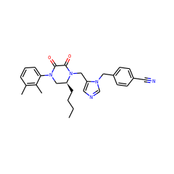 CCCC[C@H]1CN(c2cccc(C)c2C)C(=O)C(=O)N1Cc1cncn1Cc1ccc(C#N)cc1 ZINC000027627515