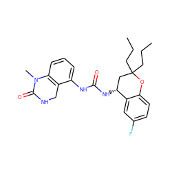 CCCC1(CCC)C[C@@H](NC(=O)Nc2cccc3c2CNC(=O)N3C)c2cc(F)ccc2O1 ZINC000144451408