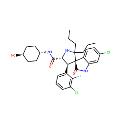 CCCC1(CCC)N[C@@H](C(=O)N[C@H]2CC[C@H](O)CC2)[C@H](c2cccc(Cl)c2F)[C@]12C(=O)Nc1cc(Cl)ccc12 ZINC000299836512