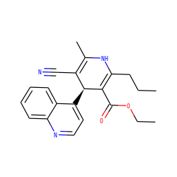 CCCC1=C(C(=O)OCC)[C@@H](c2ccnc3ccccc23)C(C#N)=C(C)N1 ZINC000049070725