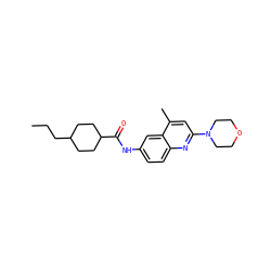 CCCC1CCC(C(=O)Nc2ccc3nc(N4CCOCC4)cc(C)c3c2)CC1 ZINC000004563123