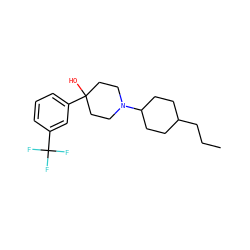 CCCC1CCC(N2CCC(O)(c3cccc(C(F)(F)F)c3)CC2)CC1 ZINC000013553192