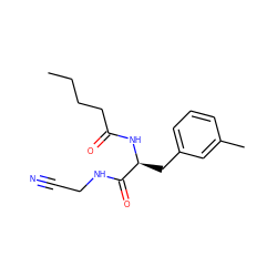 CCCCC(=O)N[C@@H](Cc1cccc(C)c1)C(=O)NCC#N ZINC000013470923