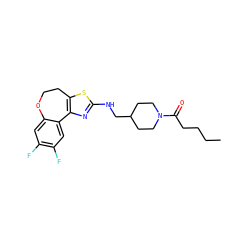 CCCCC(=O)N1CCC(CNc2nc3c(s2)CCOc2cc(F)c(F)cc2-3)CC1 ZINC000026497898