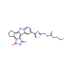 CCCCC(=O)NCc1nc(-c2ccc3[nH]c4c5c(c6c(c4c3c2)C(=O)NC6=O)CCC5)cs1 ZINC000028897131