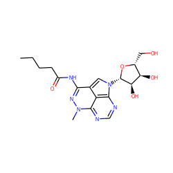 CCCCC(=O)Nc1nn(C)c2ncnc3c2c1cn3[C@@H]1O[C@H](CO)[C@@H](O)[C@H]1O ZINC000013558325
