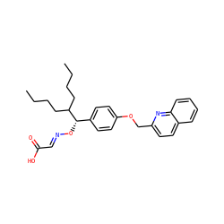 CCCCC(CCCC)[C@@H](O/N=C/C(=O)O)c1ccc(OCc2ccc3ccccc3n2)cc1 ZINC000013557763