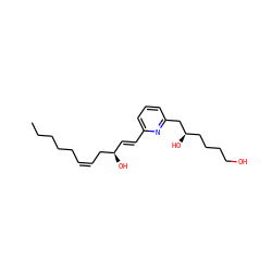 CCCCC/C=C\C[C@H](O)/C=C/c1cccc(C[C@H](O)CCCCO)n1 ZINC000004489629