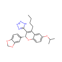 CCCCC1=C(c2nnn[nH]2)[C@@H](c2ccc3c(c2)OCO3)Oc2ccc(OC(C)C)cc21 ZINC000013473495