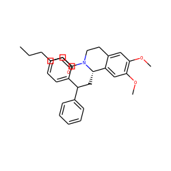 CCCCCC(=O)N1CCc2cc(OC)c(OC)cc2[C@@H]1CC(c1ccccc1)c1ccccc1 ZINC000028393650