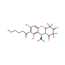 CCCCCC(=O)c1c(O)cc(O)c([C@H](C(C)C)C2C(=O)C(C)(C)C(=O)C(C)(C)C2=O)c1O ZINC000473133364